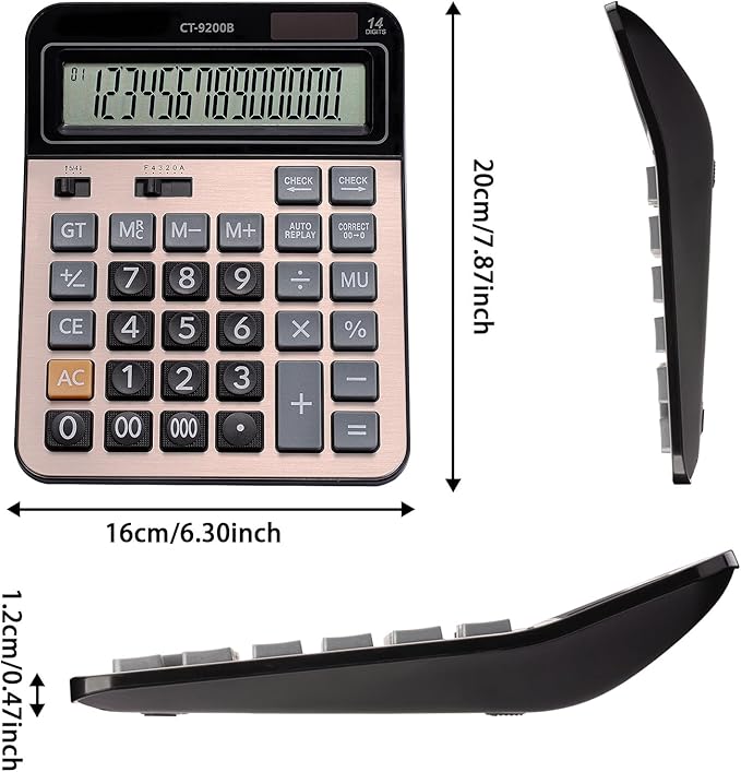 Large Computer Electronic Calculator Counter Solar & Battery Power 14 Digit - Image 2