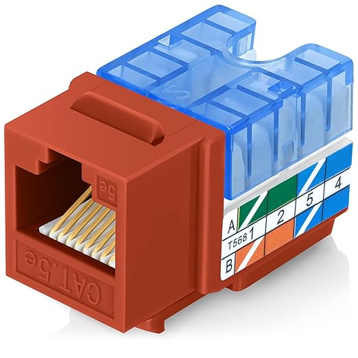 Everest 90° Angled RJ45 Cat5e Keystone Jacks 10-Pack in Orange by EverestMediaSolutions