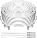 Adoreen Cat 6 Ethernet Cable 40 Ft-White, Outdoor & Indoor Snagless Long Round by Adoreen
