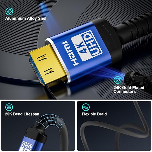 18Gbps hdmi Cable 10 ft with Gripping Connectors, 4k Ultra high Speed Ethernet - Image 5