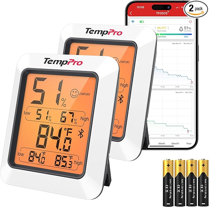 TempPro Hygrometer Thermometer for House, Backlit Humidity Meter Temperature by TempPro