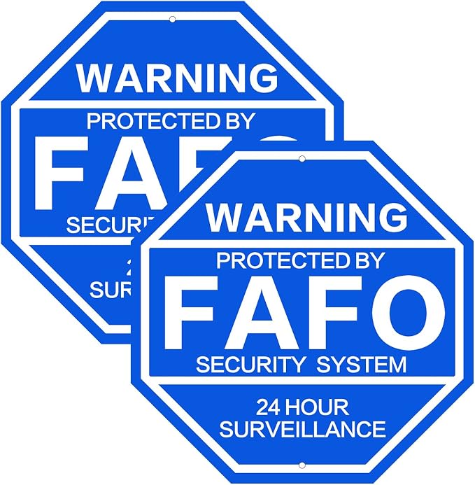 2Pack 10'' x 10'' Protected by FAFO Reflective Funny Security Sign, by JMXINHANG