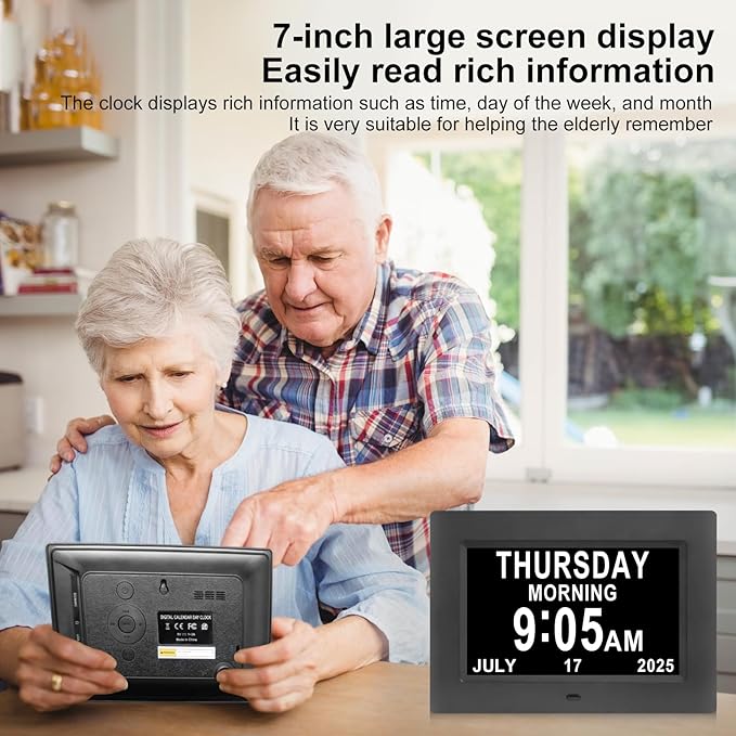 7-Inch Digital Alarm Clock. Displays Time, Day and Month.Features 12 Alarm - Image 2