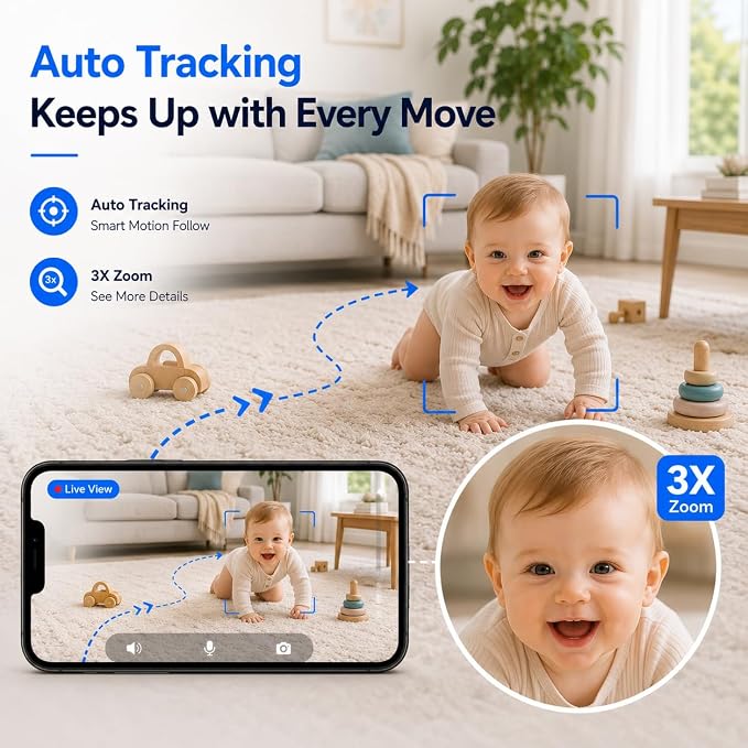 Baby Monitor with Camera and Audio, 3MP Baby Camera - Image 3