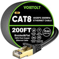 Cat 8 Ethernet Cable 200 FT Flat, High Speed 40Gbps 2000Mhz Braided Internet by EthernetCable