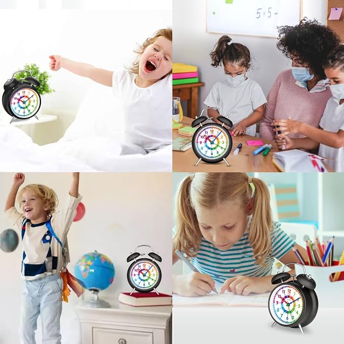 Peakeep Loud Alarm Clock for Kids Learning Telling Time Teaching Clock - Image 4