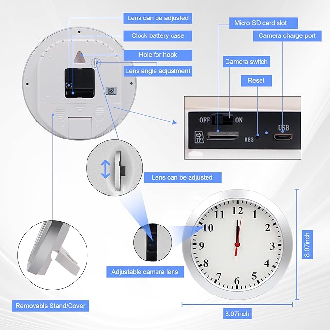 WiFi Security Camera, Hidden Camera Clock, Spy Camera - Image 7