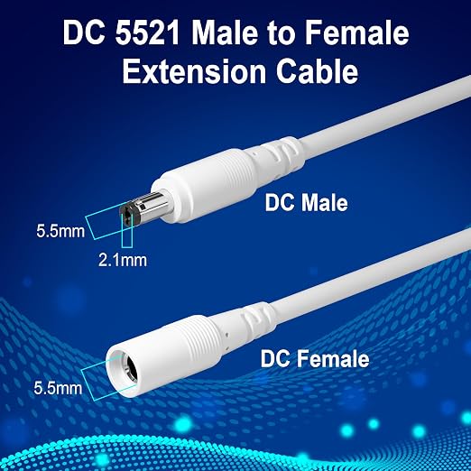 12V DC Power Extension Cable 50 FT, 5.5 mm x 2.1 mm 5521 Male to Female Supply - Image 2