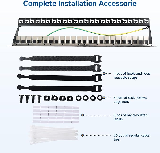 Cable Matters 1U 19-Inch 24-Port 10Gbps Cat6A Ethernet Patch Panel - Image 7