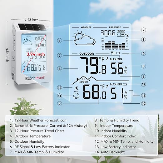 BaldrTherm Wireless Weather Station, Dual-Zone Indoor & Outdoor/Childroom Temp - Image 7