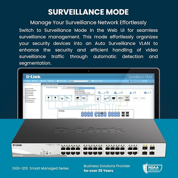 D-Link 28-Port Gigabit Smart Managed Switch | 24 GbE + 4 SFP Combo Ports | L2+ - Image 6
