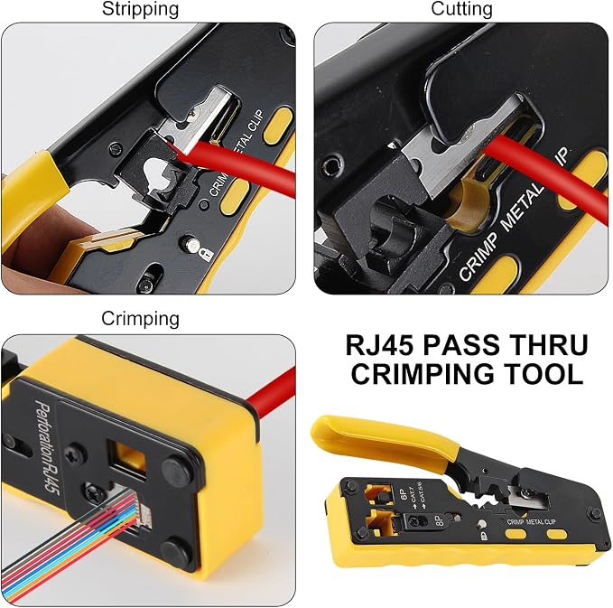 RJ45 Crimp Tool Kit Pass Through Ethernet Crimper - Image 3