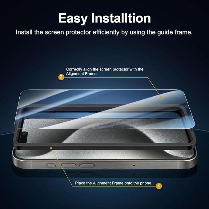NEW'C 3x for iPhone 15 Pro Screen Protector+ 3x Camera Lens Protector, Sensor - Image 3