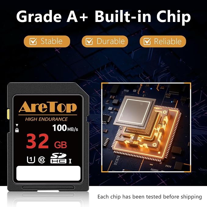 AreTop SD Card 32GB, 5 Pack UHS-I Class 10 SDHC Memory Card, 5 Pack 32GB Full - Image 3
