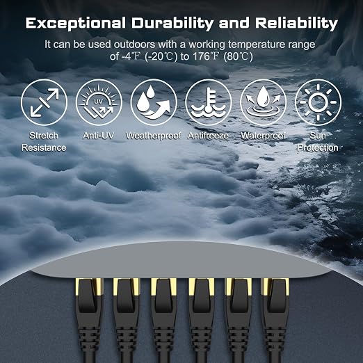 DbillionDa Cat 8 Ethernet Cable 40Gbps 2000MHz, 40FT Supports Cat7 Cat6 Cat5e - Image 6