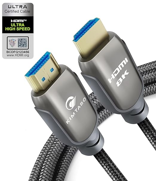 HDMI 2.1 Cable 15 ft 48 Gbps, Ultra High Speed HDMI Cable, 4K HD 120Hz 144Hz 2K by KIMTABO