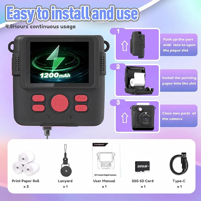 ESOXOFFORE Kids Camera Instant Print, Christmas Birthday Gifts - Image 6