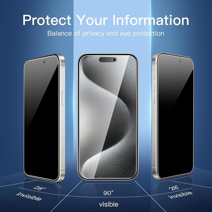 NEW'C 3x Privacy for iPhone 15 Pro Max Screen Protector+ 3x Camera Lens - Image 4