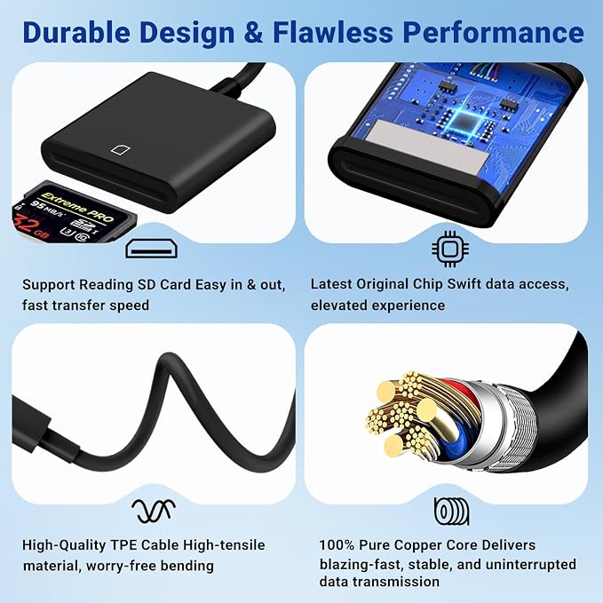 USB C SD Memory Card Reader, Type C Camera Adapter Trail Viewer - Image 2
