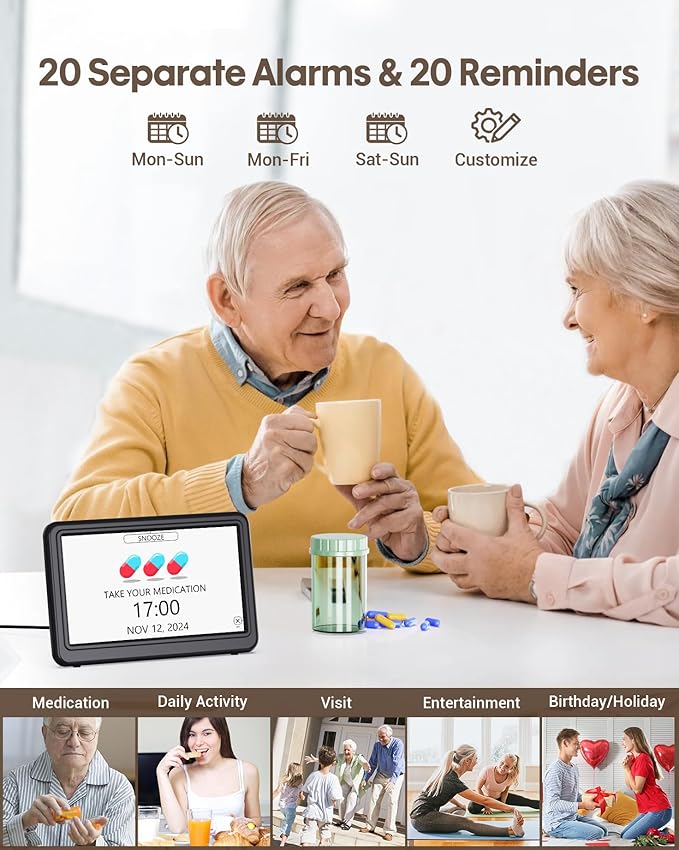 Clock with Day and Date for Elderly, Dimmable Dementia Alzheimers Clocks for - Image 3