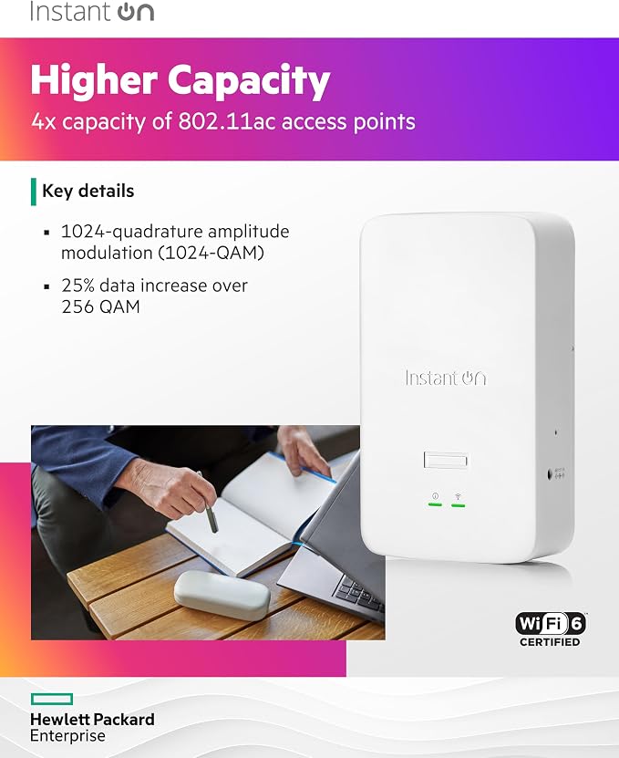 HPE Networking Instant On Access Point AP22D 2x2 WiFi 6 Indoor Wireless Access - Image 6