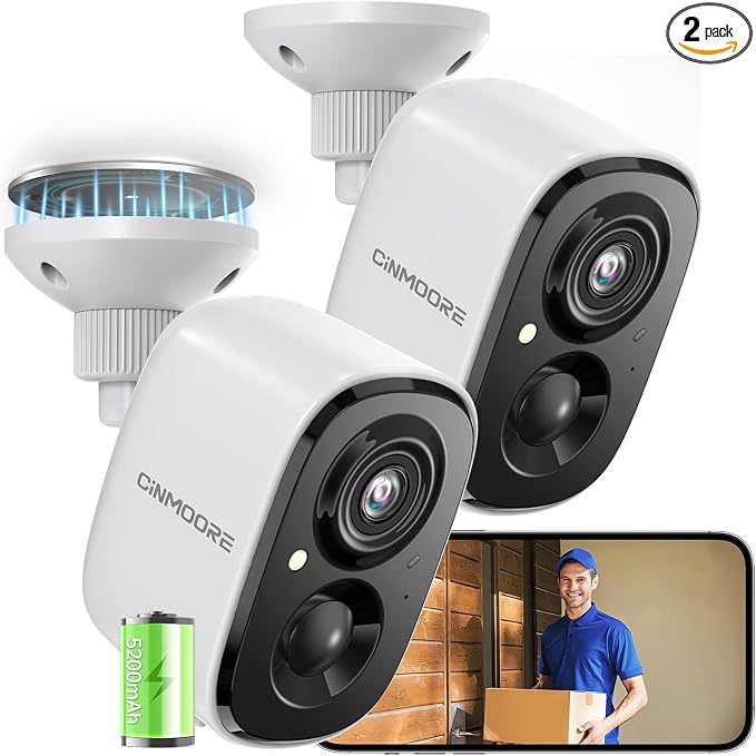 2 Pack 2.5K Security Camera Wireless Outdoor, 2.4G WiFi Battery Powered Outdoor by Unknown