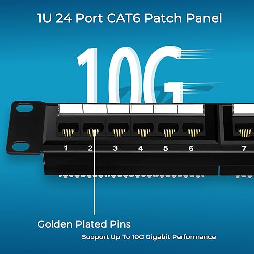 Rapink Patch Panel 24 Port Cat6 10G Support, Network Panel UTP 19-Inch - Image 5