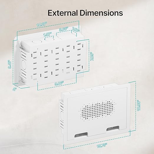9" in-Wall Media Box, Recessed Outlet Wall Box, Structured Media Enclosure - Image 5