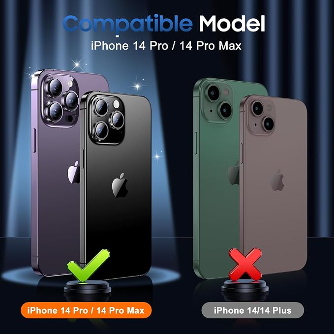UniqueMe 3 Packs Compatible for iPhone 14 Pro Max/iPhone 14 Pro Camera Lens - Image 7