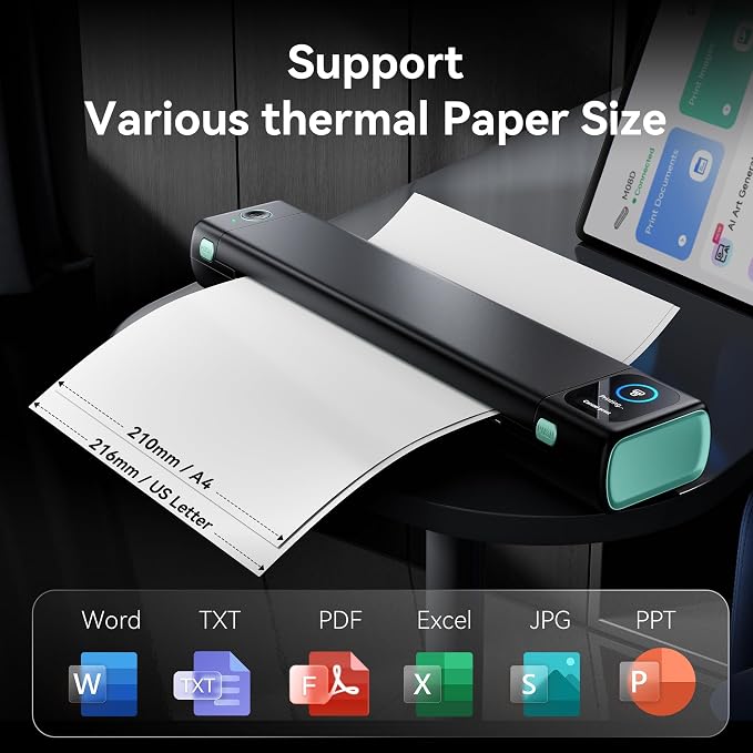 Phomemo Portable Printer with Touchscreen, Upgraded M08D Bluetooth Wireless - Image 4