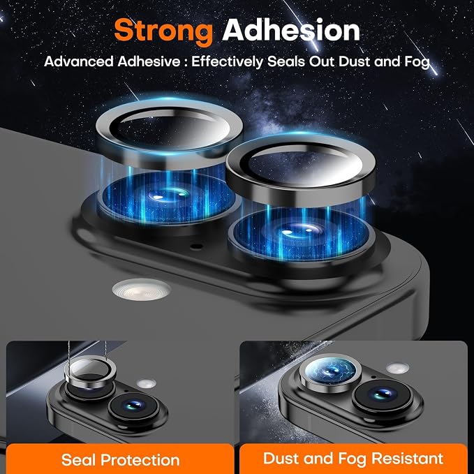 Camera Lens Protector for iPhone 17/16/16 Plus, Tempered Glass Metal Individual - Image 2