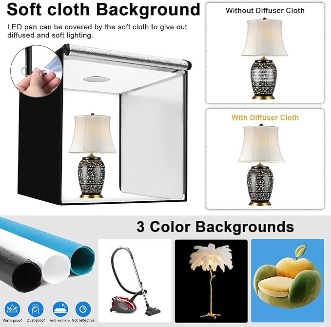 48"x48"x40" Large Photo Studio Light Box Photography, 4 Light LED Panels - Image 5