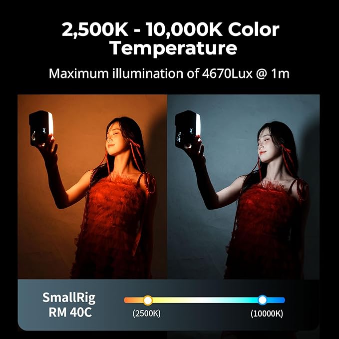 SmallRig RM 40C Mini LED RGB Video Light, 4800mAh Battery, LCD Display - Image 4