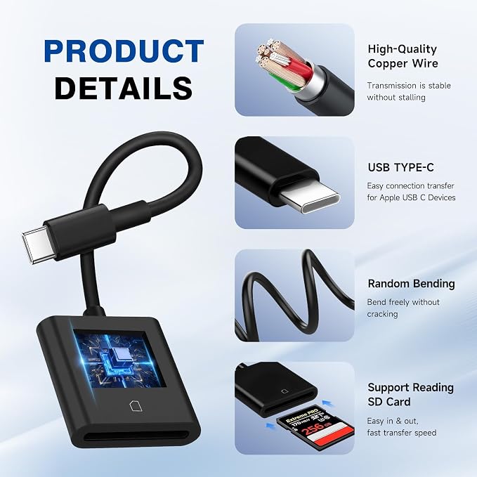 USBC to SD Card Reader for iPhone 17, Camera Adapter to iPhone 17, Digital - Image 4