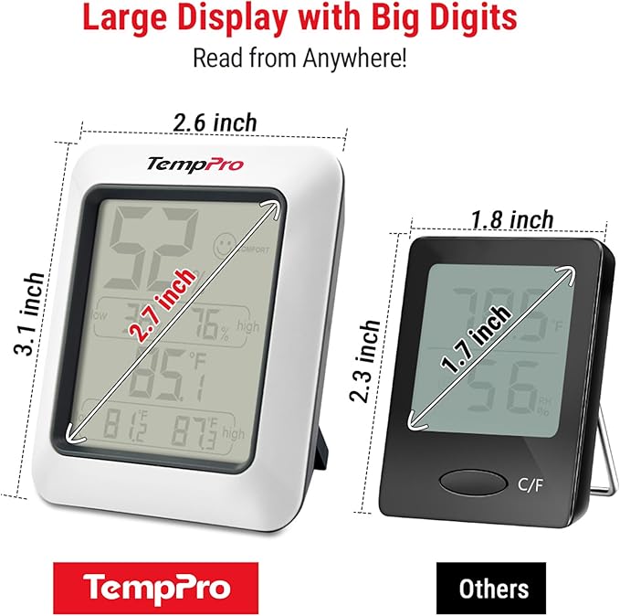 TempPro TP50 3 Pieces Digital Hygrometer Indoor Thermometer Room Thermometer - Image 7