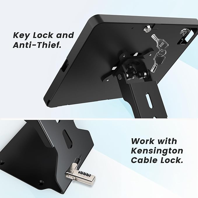 iPad POS Stand for Desk Heavy Metal Flip Lockable Rotate Swivel for iPad 10th - Image 4