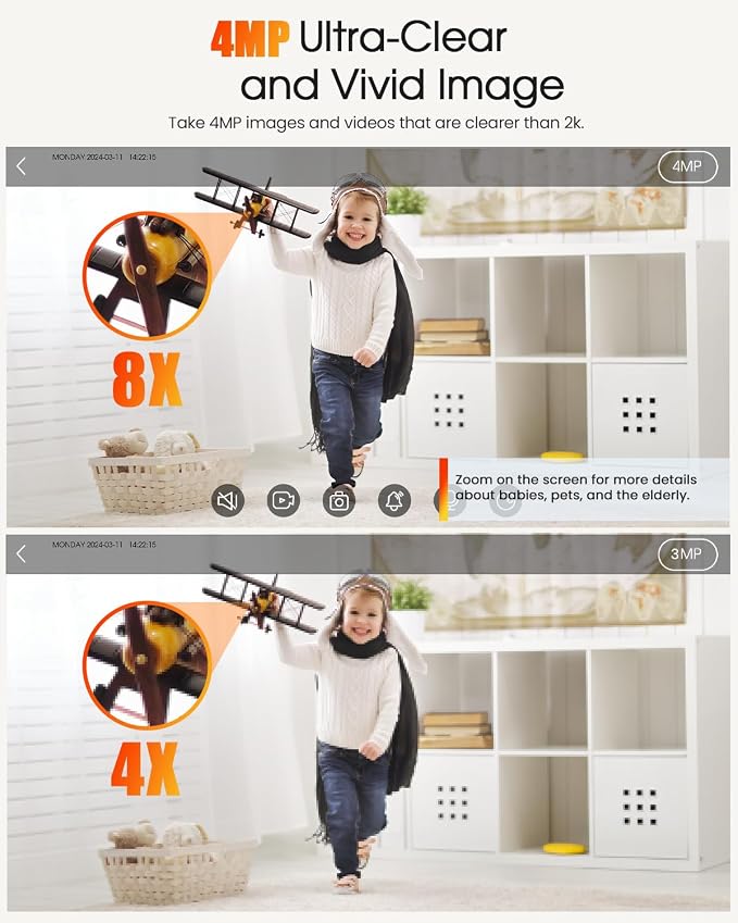 4MP Indoor Security Camera, 360°Pet Camera Indoor, Baby Monitor - Image 5