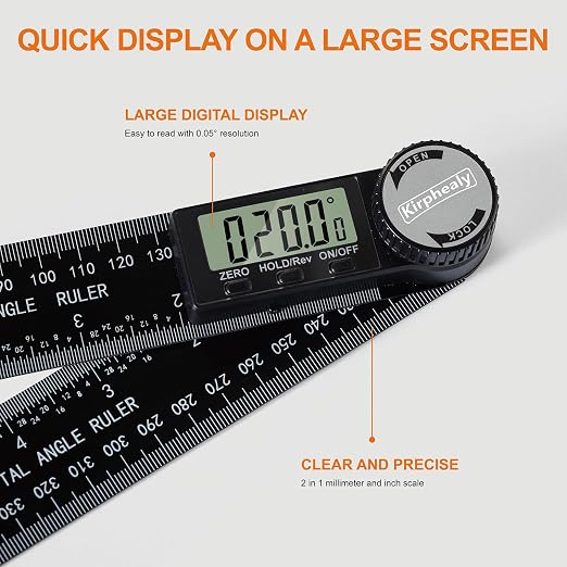 Digital Angle Finder Protractor, 7inch 200mm Angle Gauge Professional Measuring - Image 4