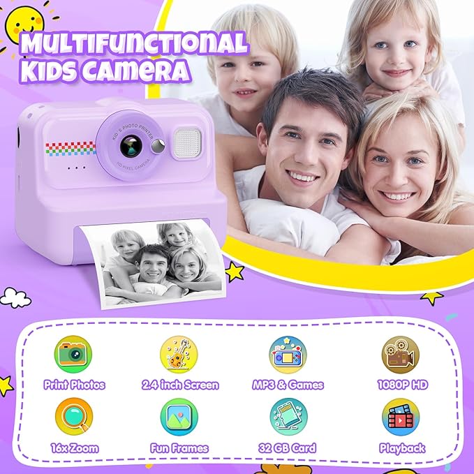 HiMont Kids Camera Instant Print, 1080P HD Instant Print Camera - Image 2
