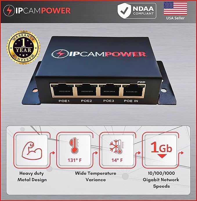 POE Powered 3 Port Switch & Network Cat5 Cat6 Midspan Cable Range Extender Pass - Image 6