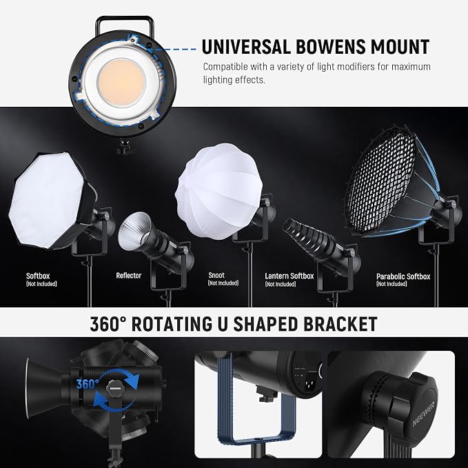 NEEWER CB200C 200W RGBWW COB LED Video Light, APP/2.4G 360° Color 2500K-7500K - Image 8