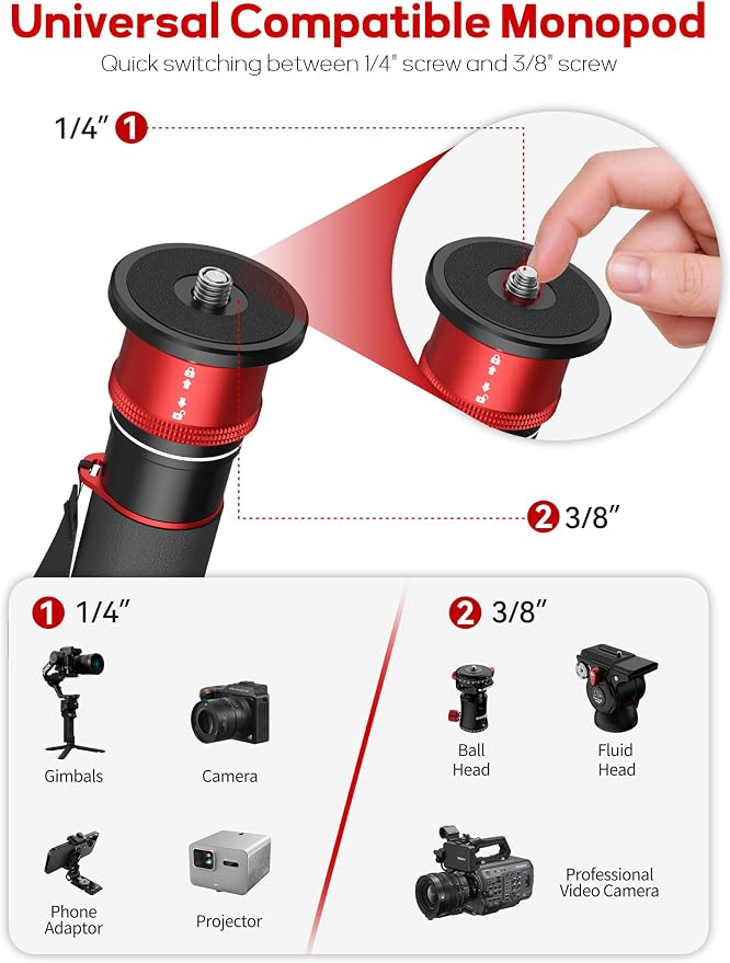 IFOOTAGE Monopod Cobra 3 A180T, Telescopic Video Mono pod Compatible - Image 4