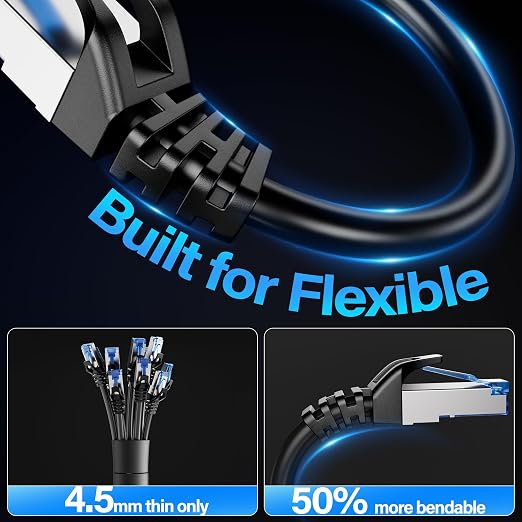 Cat6A Ethernet Cable Shielded 10Gbps 50 ft, Slim Shielded Ethernet Cable Cat 6 - Image 4