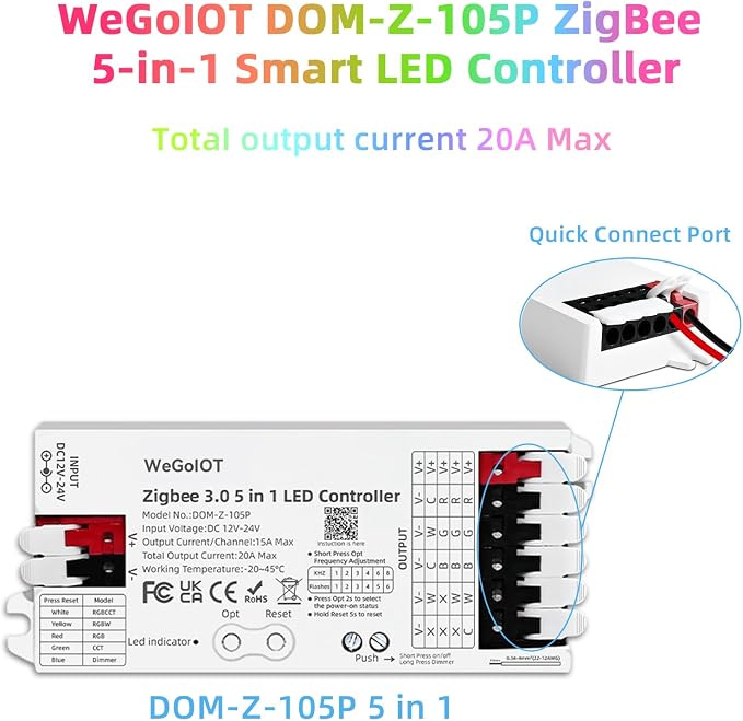 Zigbee 3.0 5-in-1 Smart LED Controllers, DIMMER WW/CW RGB RGBW RGBCCT Strips - Image 9