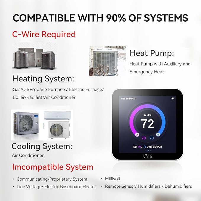 vine Smart Thermostat Larger Color Screen Thermostats - Image 3