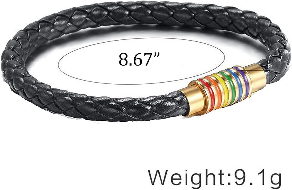 Nanafast Titanium Stainless Steel Rainbow LGBT Pride Bracelet Handmade Braided - Image 2