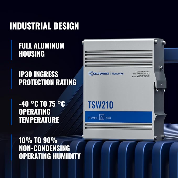 Teltonika TSW210 Industrial Unmanaged Ethernet Switch - Image 2