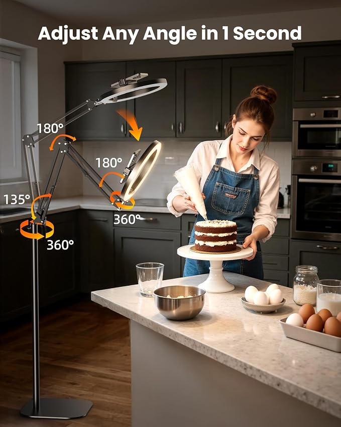 Ring Light with Stand Tripod for iPhone – Upgrade 1800 Lumens 10” Overhead - Image 3