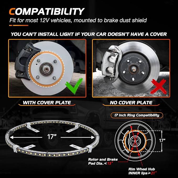Nilight 4PCS 17inch Double Row LED Wheel Ring Lights Pure White - Image 7