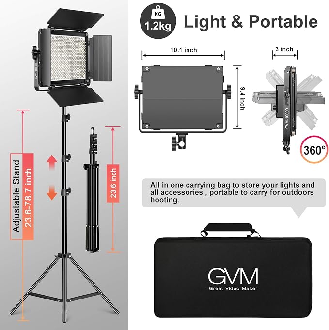 GVM RGB LED Video Light with Bluetooth Control, 360° Full Color 1000D PRO Video - Image 15